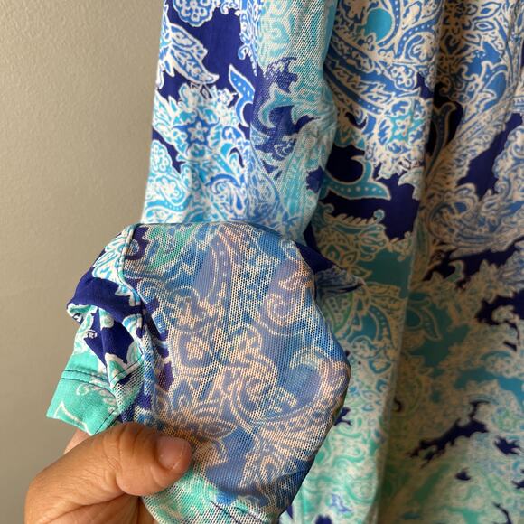 Ibkul Long Sleeve Crew Neck Dress Pascha Navy Seafoam Size XL UPF 50+ Golf - Picture 5 of 8